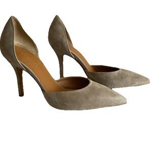 Vince Suede Dorsay Heels Womens Sz 6 M Taupe Biege Italian Office Pointed Toe